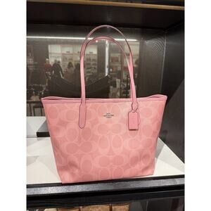 COACH City Tote Bag In Signature Canvas CAL49 Dusty Pink